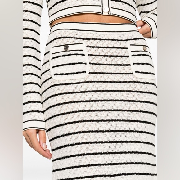 Sandro Set Striped Knit midi skirt and cardigan size 34 - Picture 8 of 10